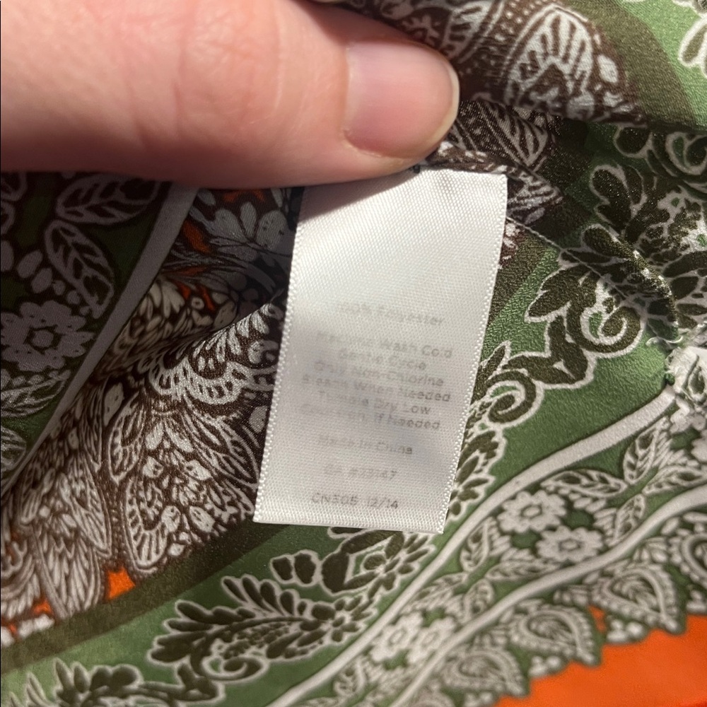 Talbots Paisley Top in Orange, Green, and Brown Size Small - Picture 4 of 7